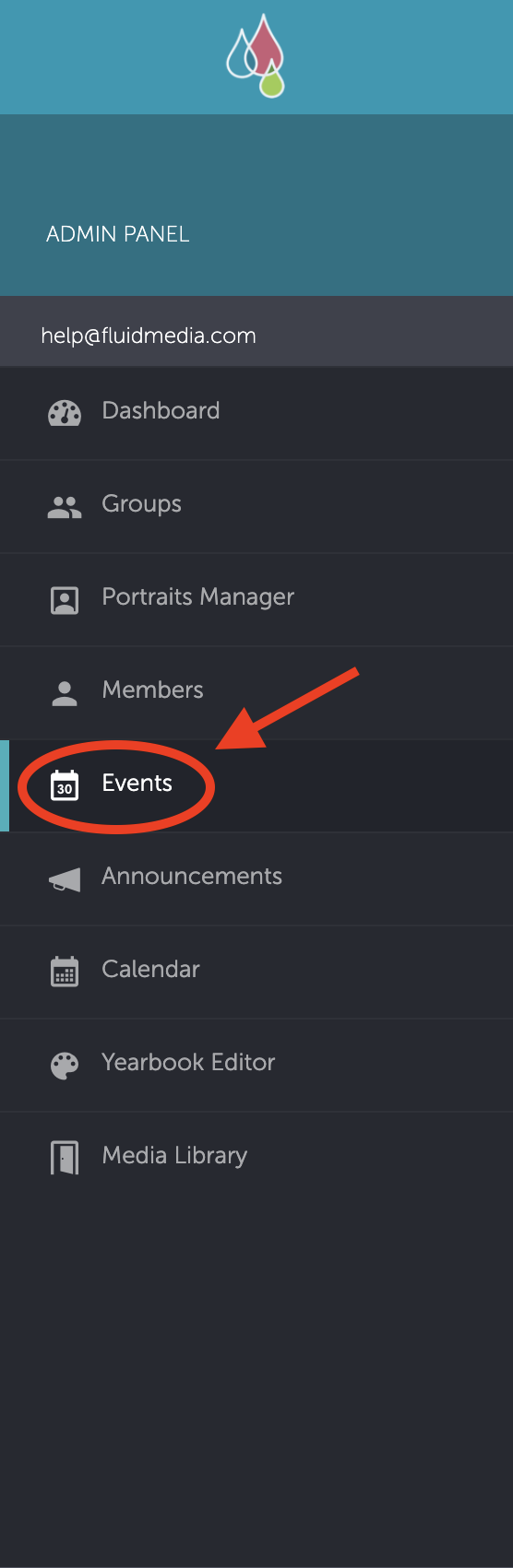 Events tab in Admin Panel