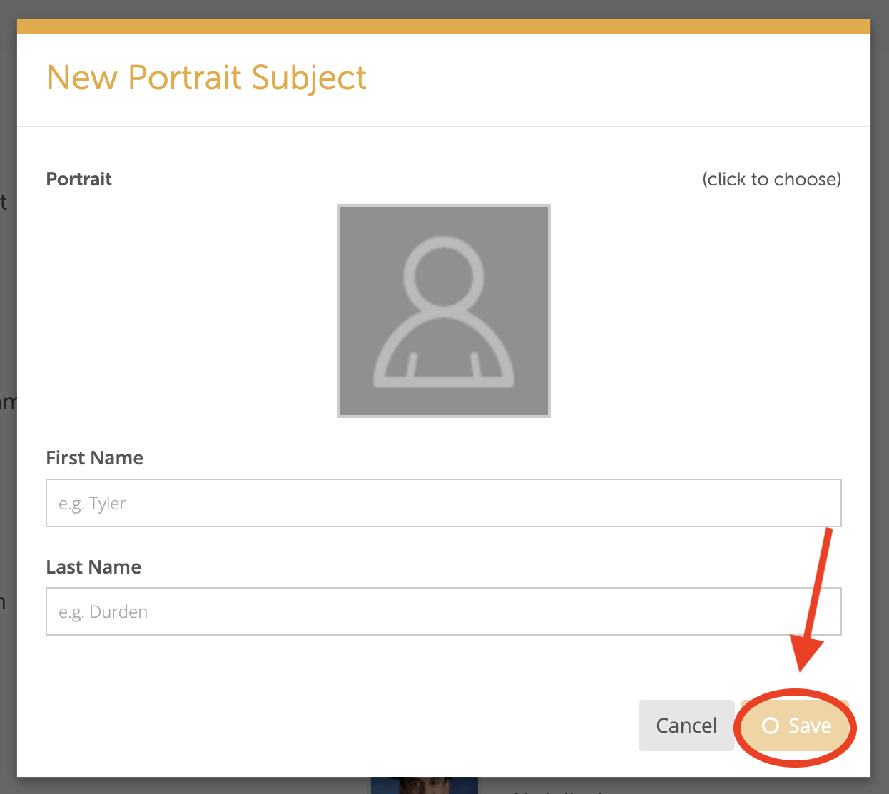 Add Portraits form