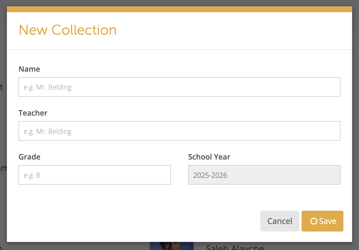 New Collection Details window
