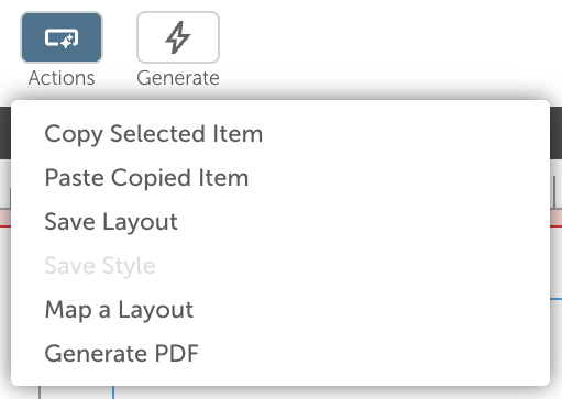 Actions Button in Toolbar